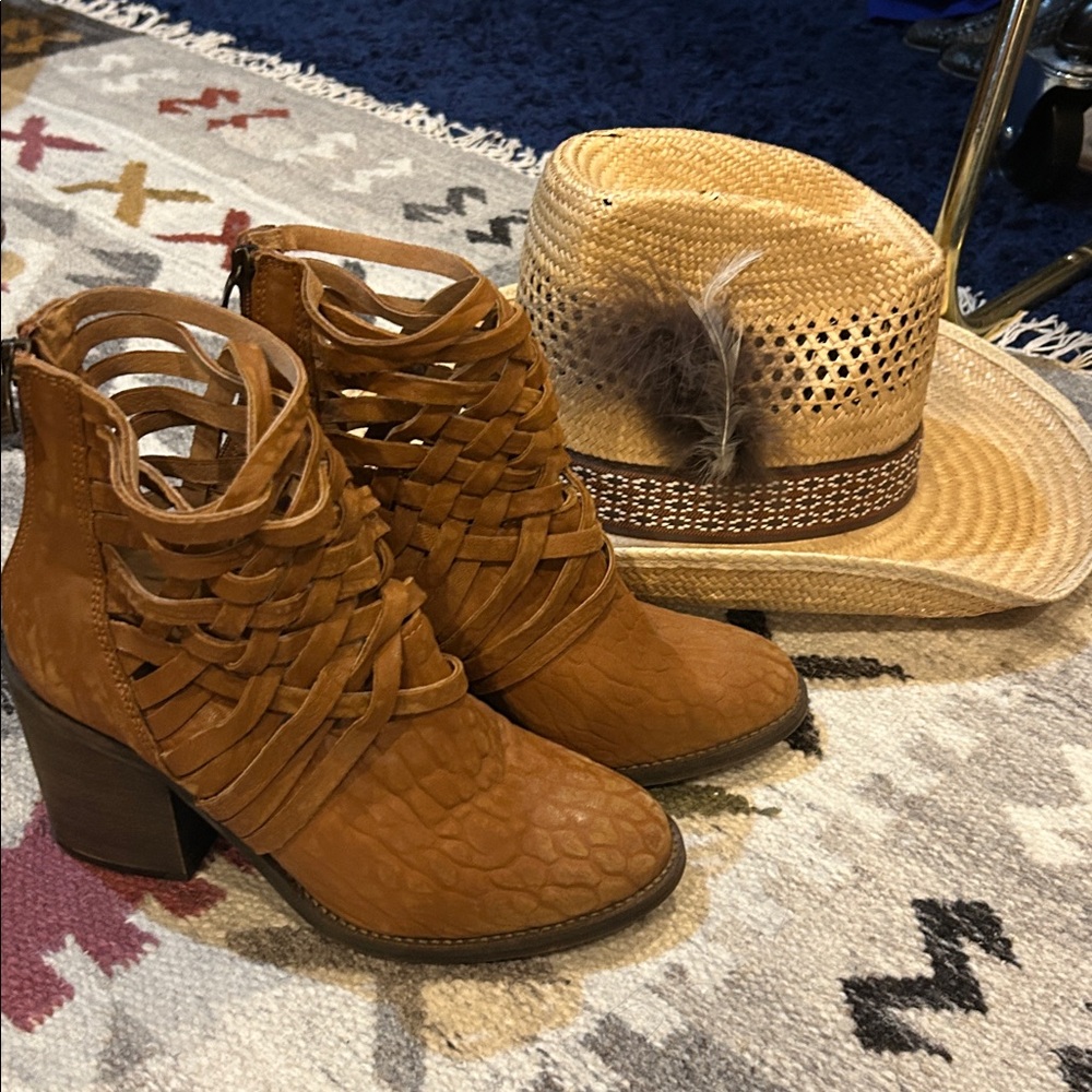 Free people Brown Woven Ankle Boots